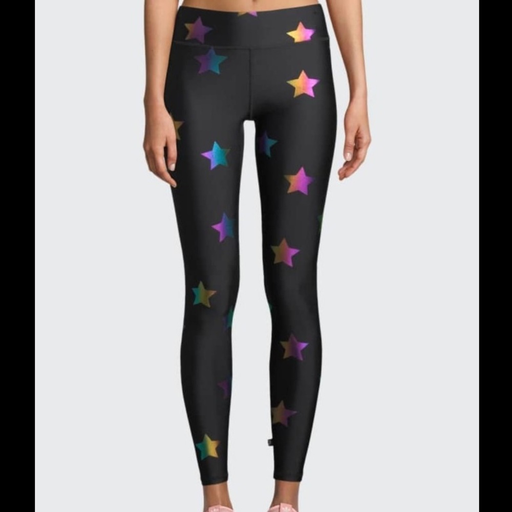 Terez Black Rainbow Star Foil Leggings